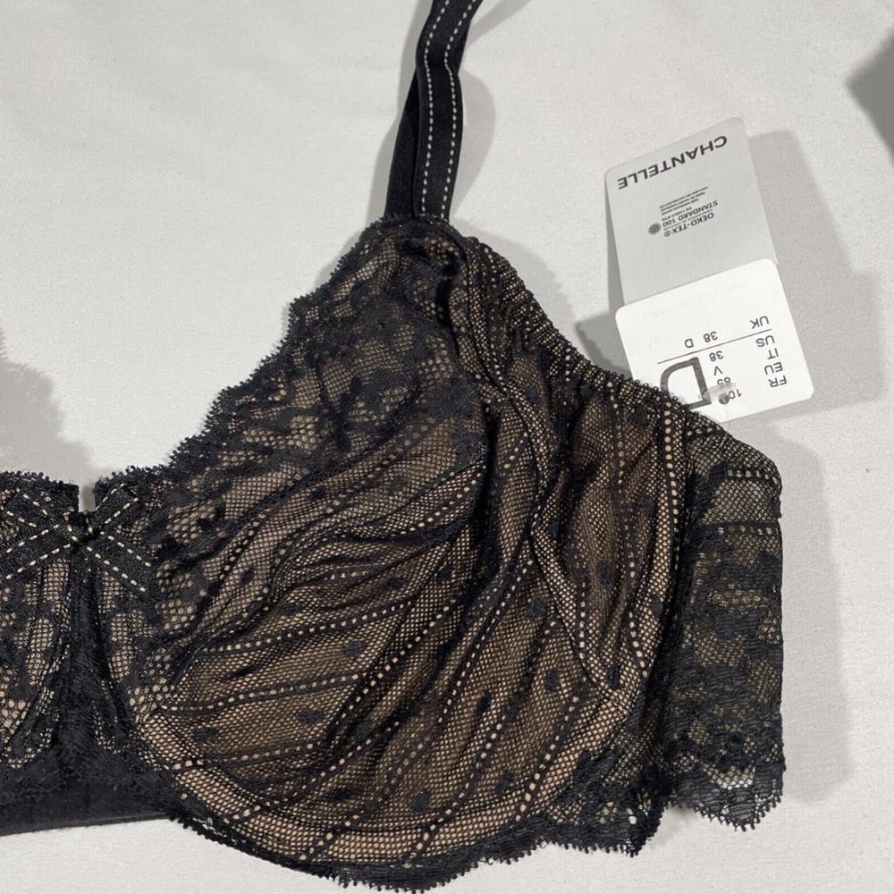 NWT Chantelle [ 38D US ] Rive Gauche Full Coverage Bra in Black/Tan - Picture 8 of 12